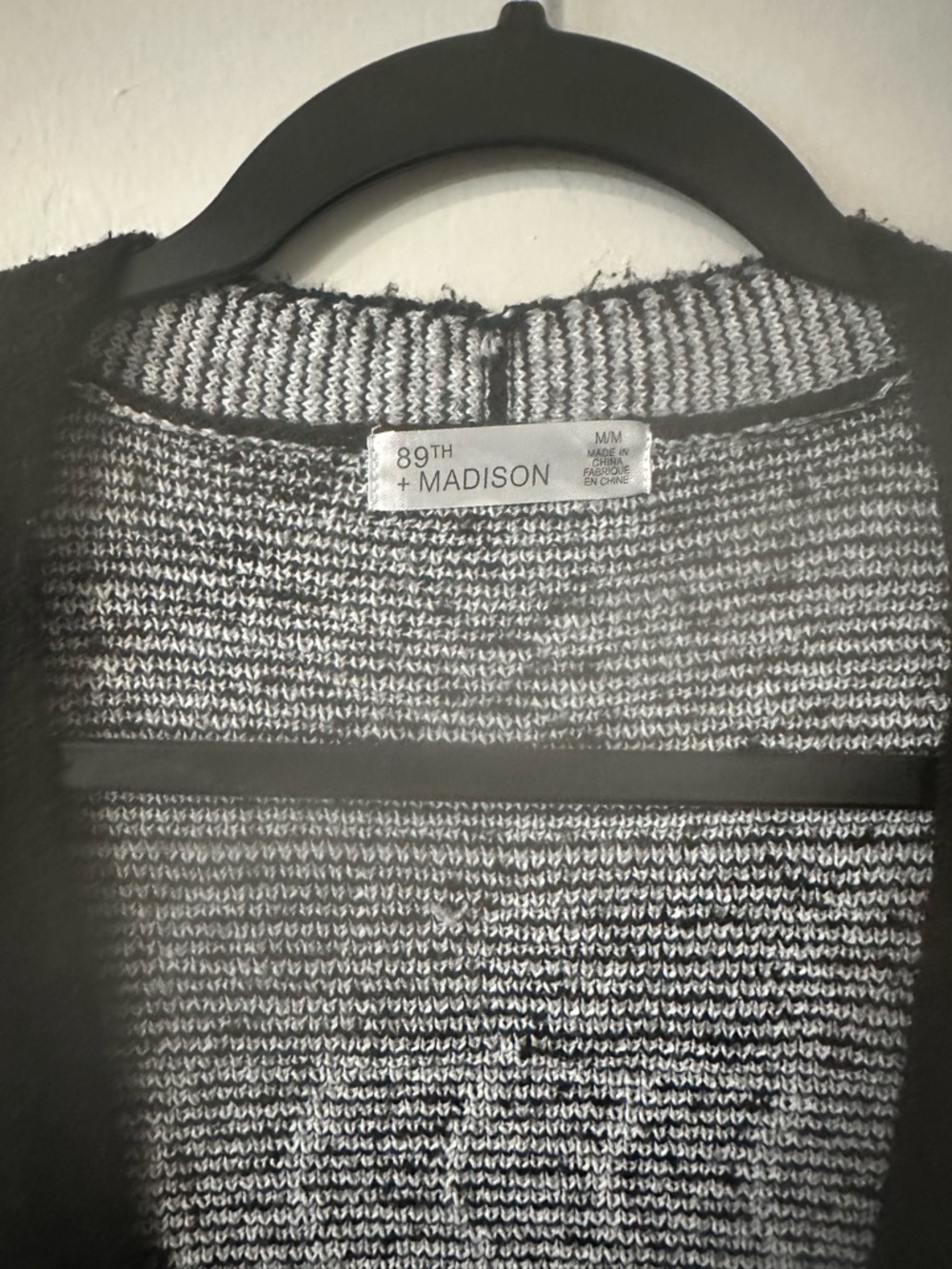 89th & Madison Black and White Geometric Open-Front Cardigan - Picture 3 of 3